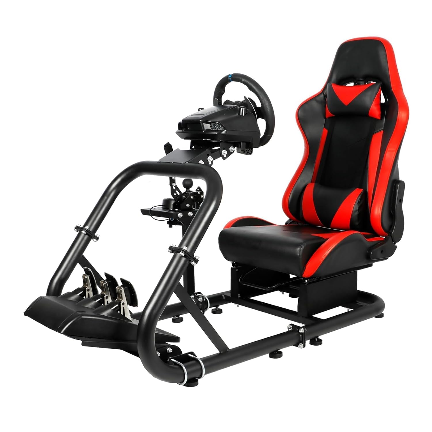 Mokapit Racing Simulator Cockpit with Red Seat, 50mm Round Tube, Fit for Logitech Thrustmaster Fanatec U772464