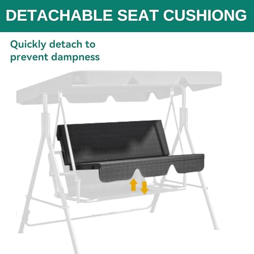 YITAHOME Outdoor Patio Swing Chair 3 Person with Adjustable Canopy, Black P266