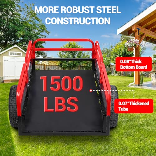Heavy Duty Steel Dump Cart Utility Trailer 1600LB Capacity for ATV Lawn Tractor B543