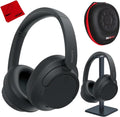 Sony WH-CH720N/B Wireless Noise Cancelling Headphone, Black Bundle with Deco Gear Hard Case + Pro Audio Headphone Stand + Microfiber Cleaning Cloth