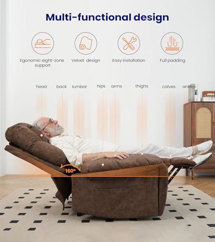 Power Lift Recliner Chair for Elderly with Massage and Cup Holders, Grey O20756