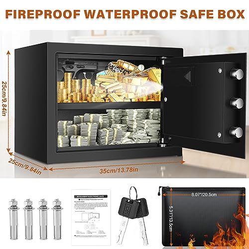 Fireproof Waterproof Safe Box with Digital Keypad and Key K88455