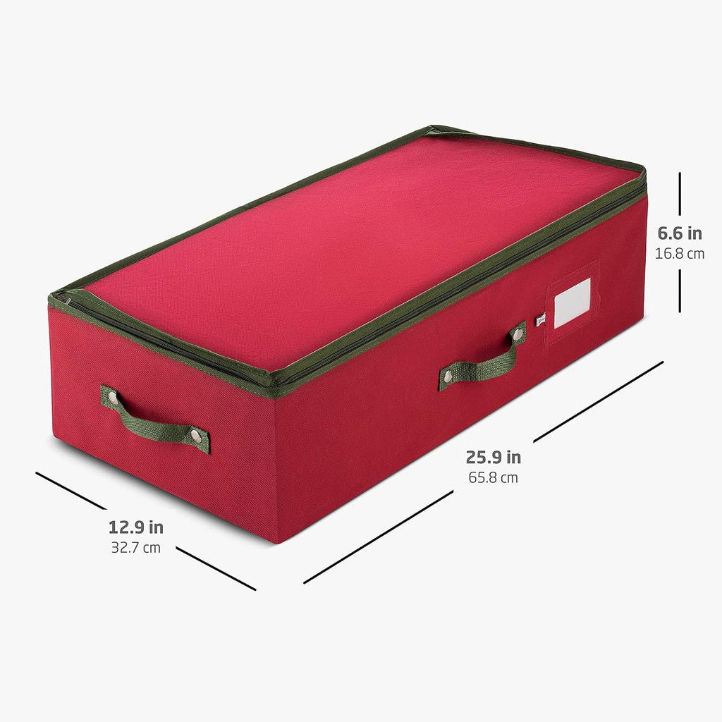 ZOBER Christmas Ornament Storage Box with Dividers, 600D Oxford Fabric N401