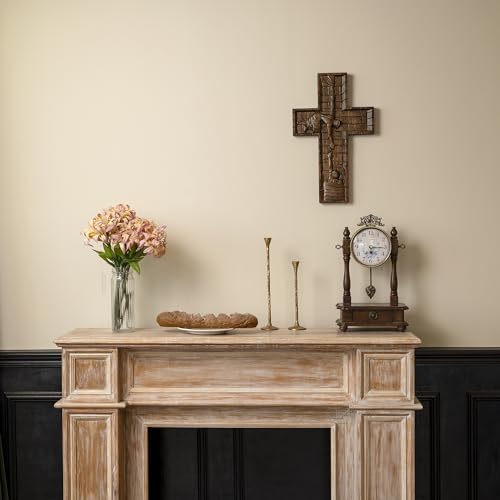 BGCOPPER Crucifix Wall Cross Handmade Wooden with Hook, Christian Wall Art, 14 Inch L40287