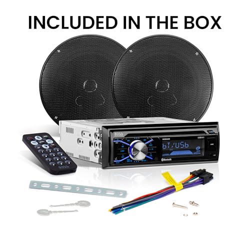 BOSS Audio Systems 656BCK Car Stereo Package - Single Din, Bluetooth, CD MP3 USB AM FM Radio, 6.5 Inch Speakers F17448