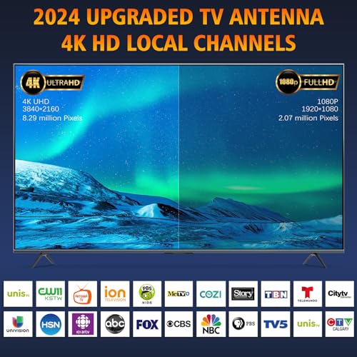 TV Antenna Indoor 980+ Miles Range 4K 1080p HDTV with 25ft Coax Cable J33175