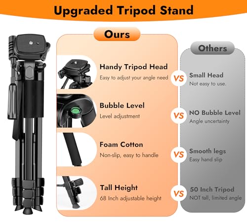 JOILCAN Phone Tripod, 67" Aluminum Camera Tripod Stand with Wireless Remote and Carry Bag A208130