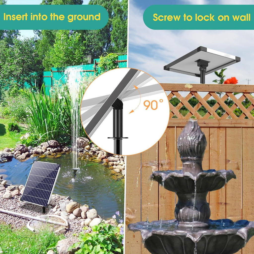 Antfraer Solar Pond Pump with Battery Backup, 12W Solar Fountain Pump Y229565