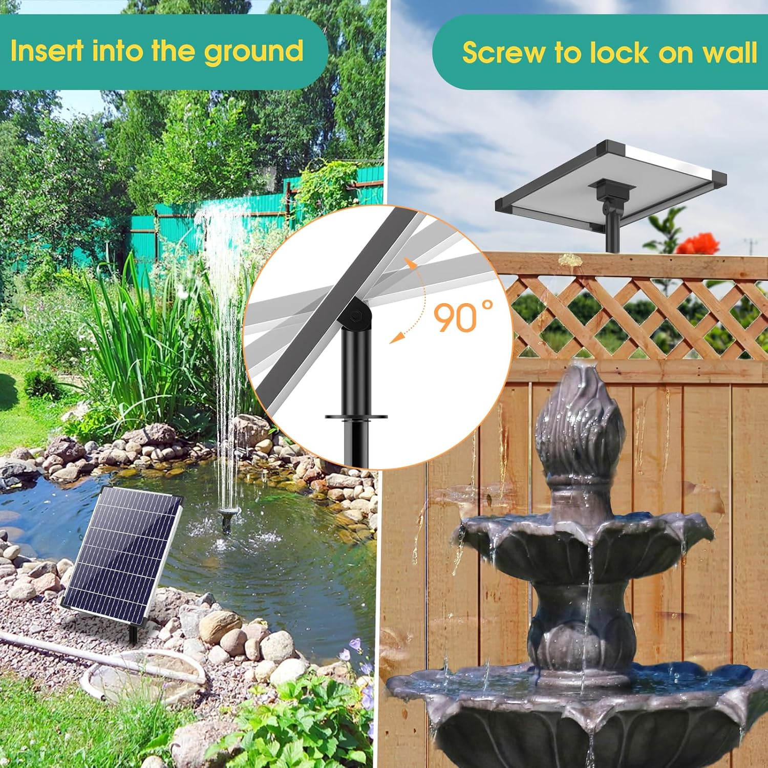Antfraer Solar Pond Pump with Battery Backup, 12W Solar Fountain Pump Y229565