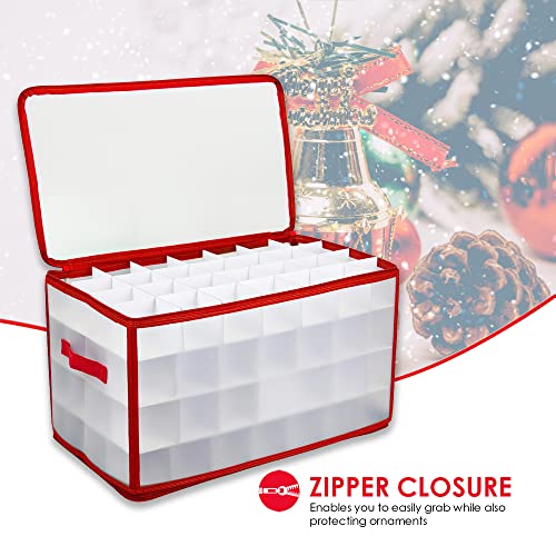 Home Basics 64 Compartment Zippered Christmas Ornament Storage Box M98916