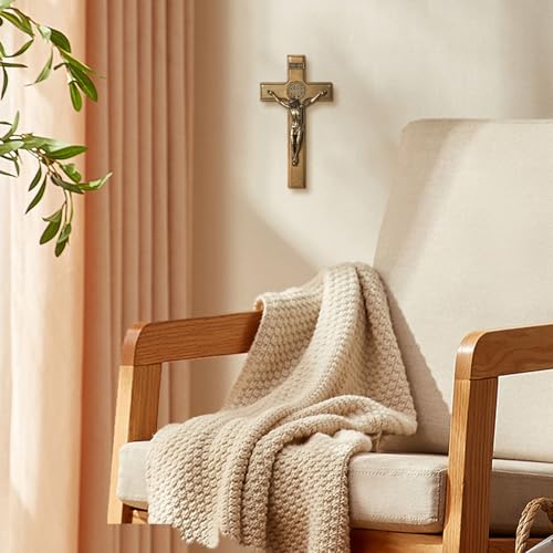 KUXBET Crucifix Cross Catholic 10.7 Inch Wooden Jesus Christ Wall Hanging or Tabletop G934