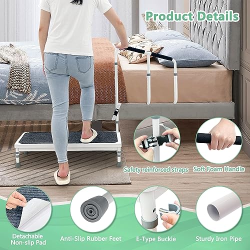 Bed Step Stool with Rail for High Beds Adults Elderly W58947