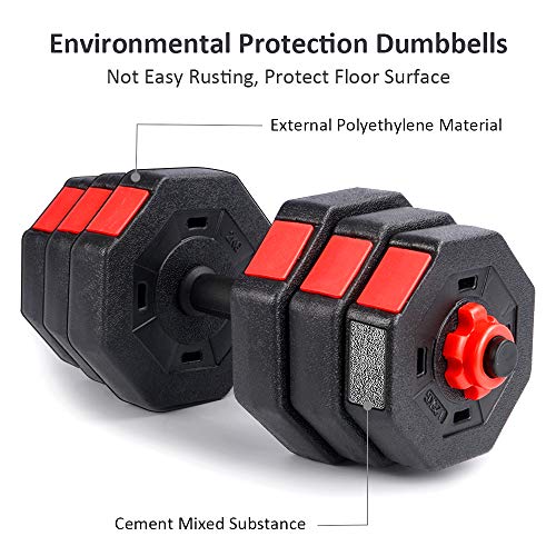 Adjustable Dumbbell Set of 2, 66LB Barbell Weight Set with Connecting Rod for Home Gym E30460