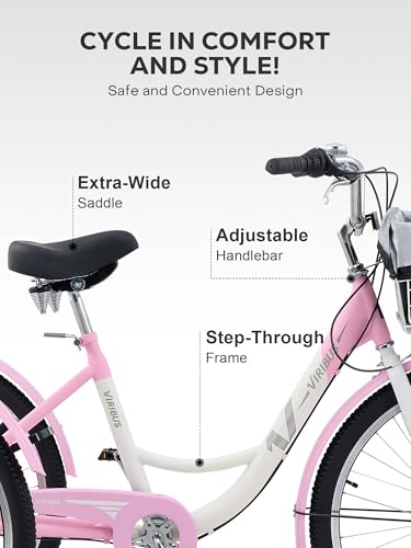 Viribus Adult Tricycle 7 Speed 3 Wheel Bike with Removable Baskets, 400lb Capacity, 24 26 inch F201