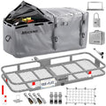 Mockins 60"x20"x6" Folding Trailer Hitch Cargo Carrier w/ 20 Cu.Ft. Waterproof Cargo Bag for Hitch Carrier | 500 Lbs. Capacity Weatherproof Luggage Rack for SUV Car & Truck w/Car Trailer Accessories