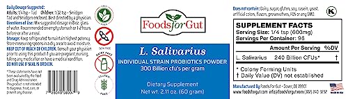 Lactobacillus Salivarius Probiotic Powder 300 Billion CFU, 30 Grams B1117