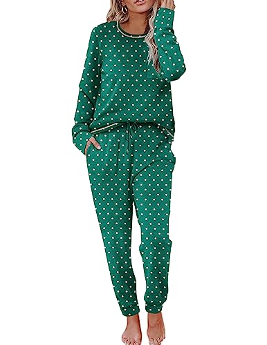 Ekouaer Pajamas Women's Long Sleeve Sleepwear Soft 2 Piece Loungewear Pj Set with Jogger Pants XS-3XL
