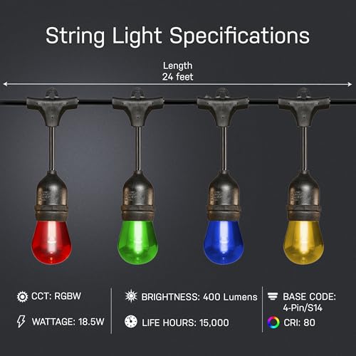 Feit Electric 24" 12pc Smart WiFi String Lights with Alexa & Google Assistant, Weather Resistant H519461