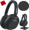Sony ULT WEAR Noise Canceling Wireless Headphones with Alexa Built-in, Massive Bass Comfortable Design, Black WHULT900N/B Bundle with Pro Audio Headphone Stand + Microfiber Cloth