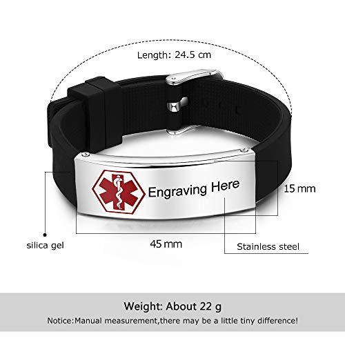 Personalized Silicone Medical ID Bracelet for Men Women Kids P774802