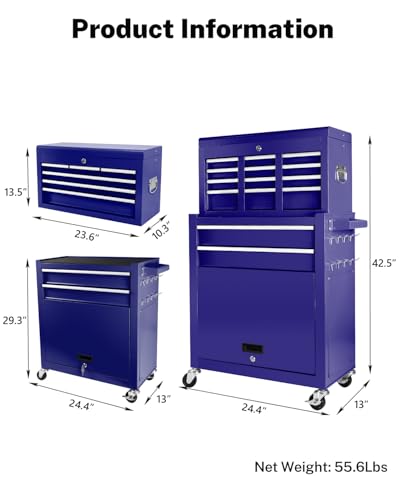 5-Drawer Rolling Tool Chest with Brake Casters, Black E95317