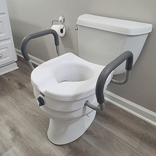 Carex E-Z Lock Raised Toilet Seat with Handles, 5" Riser F88423