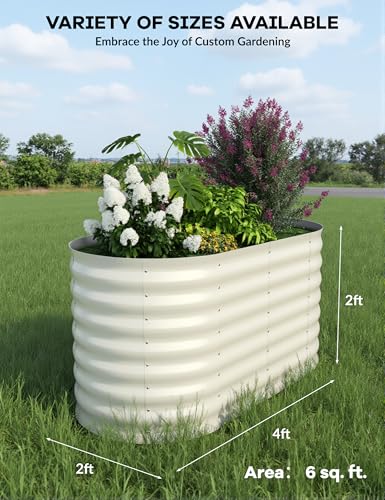 4x2x2Ft Oval Galvanized Steel Raised Garden Bed - Outdoor Metal Planter Box for Vegetables, Flowers, Herbs L43315