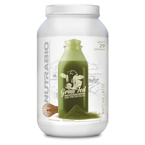 NutraBio Grass Fed Whey Isolate Protein Powder - 25G of Protein Per Scoop - Sugar Free Natural Lean Muscle Protein Supplement - Vanilla Bean- 2 Pounds, 29 Servings.