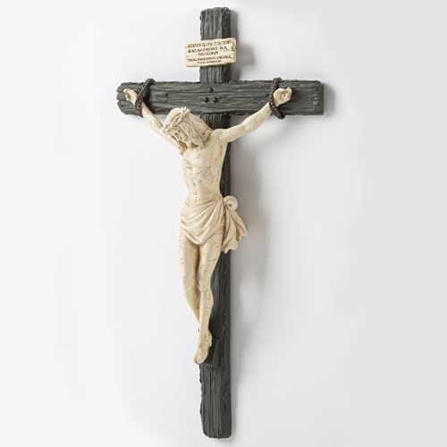 DevotedWalls 14" Hand Painted Catholic Crucifix for Wall V21624