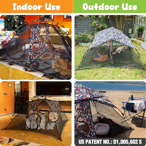 X-Large Catio Outdoor Cat Enclosure and Cat Tower Tent, 3-Tier Portable Foldable, Two Doors Z502328
