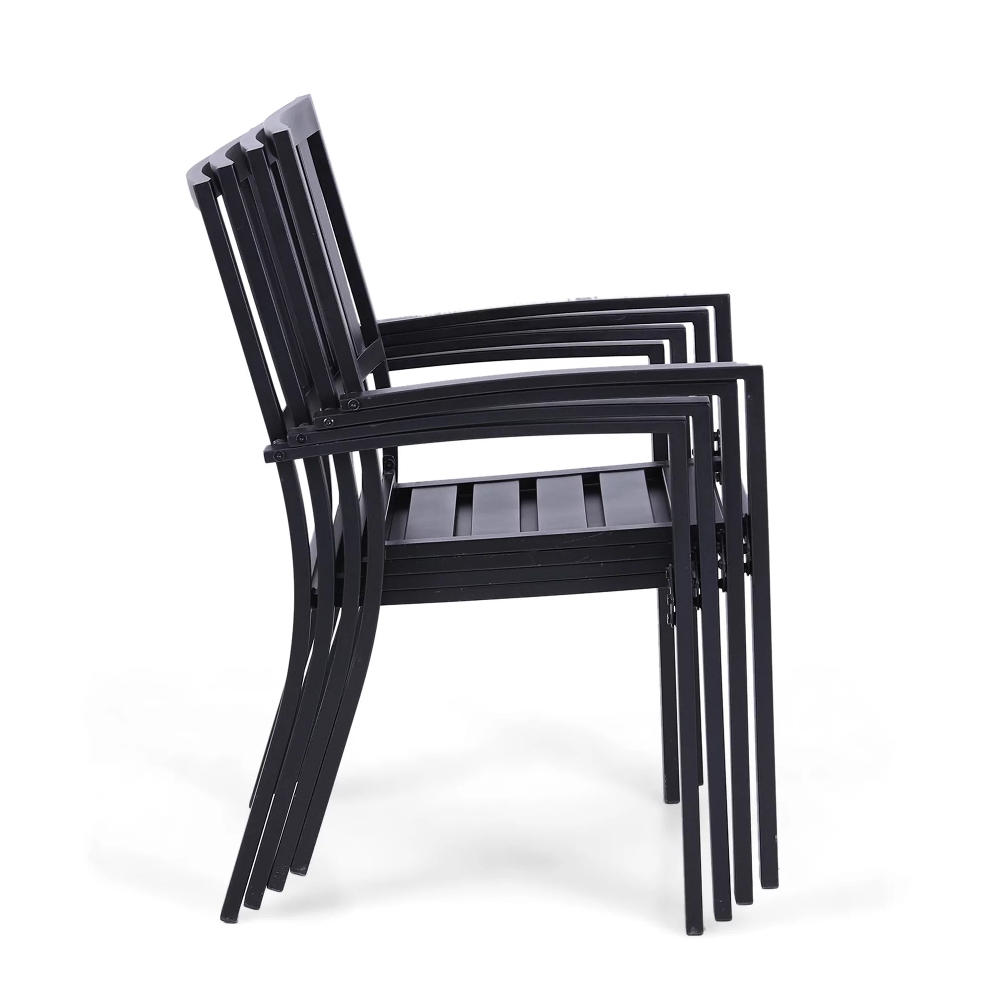 MF Studio 6-Piece Outdoor Patio Set with 10 FT Umbrella, Stacking Chairs & Square Dining Table D49515