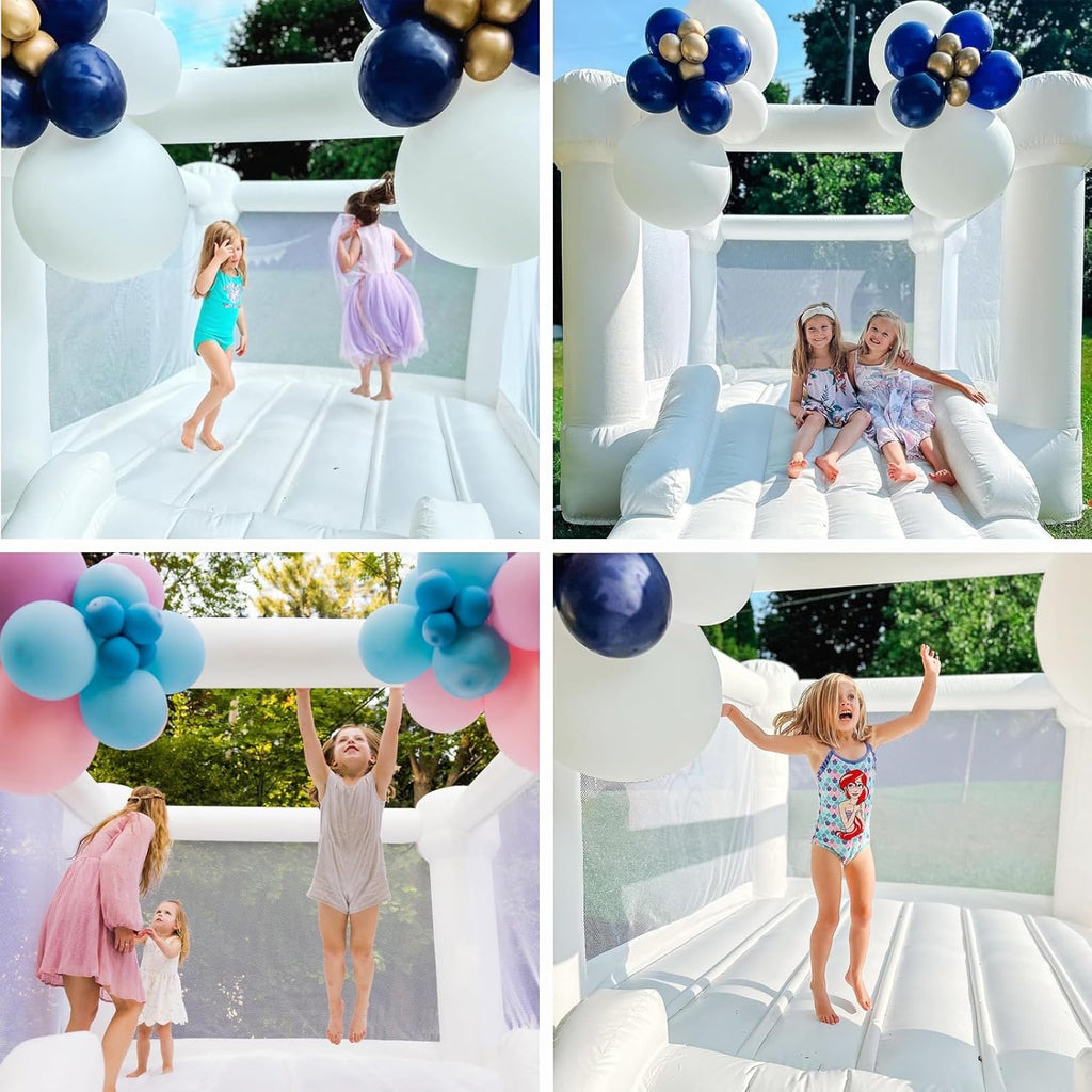 Small White Bounce House with Slide for Kids Aged 2-6 K14067