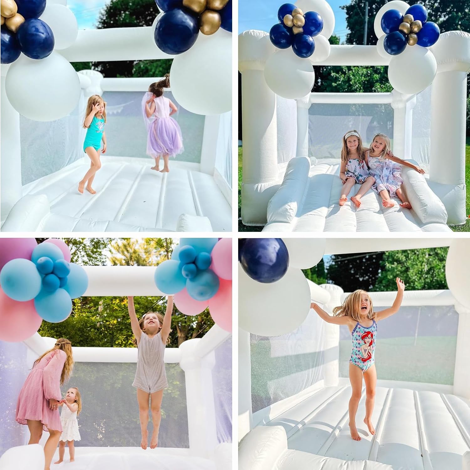Small White Bounce House with Slide for Kids Aged 2-6 K14067
