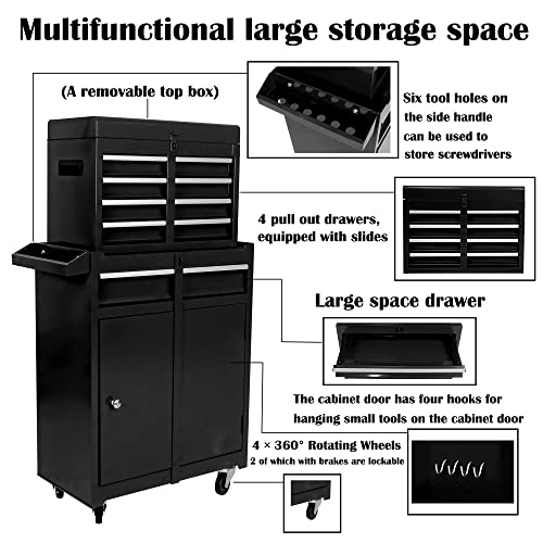 5-Drawer Rolling Tool Cart with Wheels, Black V51953