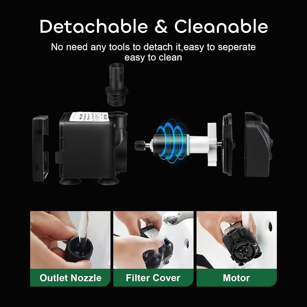 GROWNEER 550GPH Submersible Pump 30W Ultra Quiet Fountain Water Pump with 3 Nozzles V917174