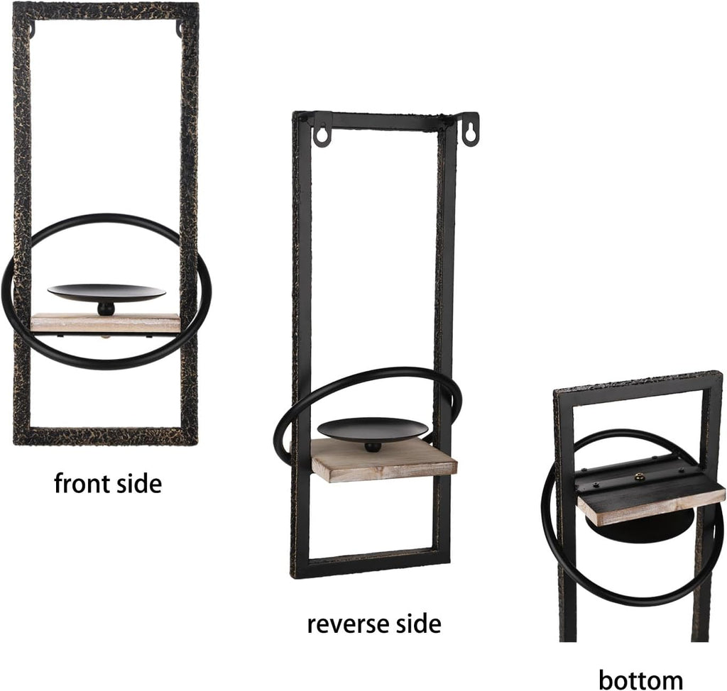 GAKA Wall Sconce Candle Holder Set of 2, Black Metal V2268