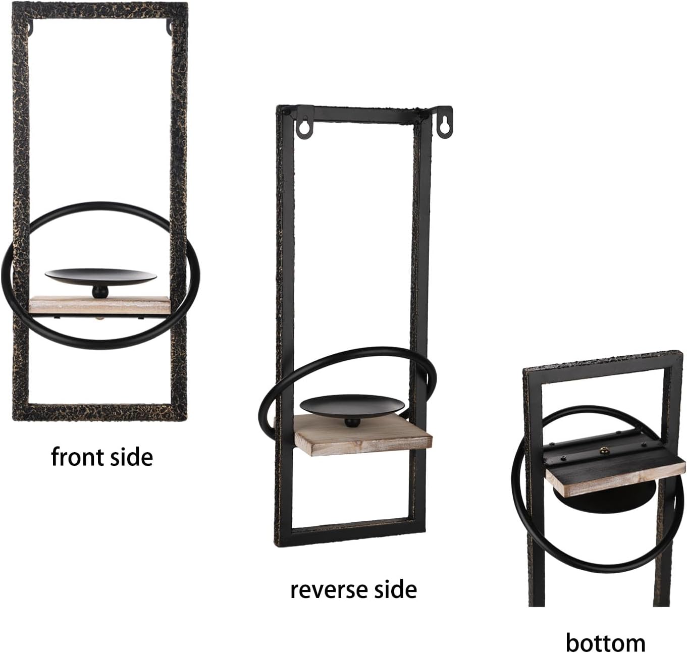 GAKA Wall Sconce Candle Holder Set of 2, Black Metal V2268