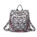 Women's Snake Print Backpack Snakeskin Purse Handbag Shoulder Bag Casual Multipurpose Tote Travel Rucksack (Grey)