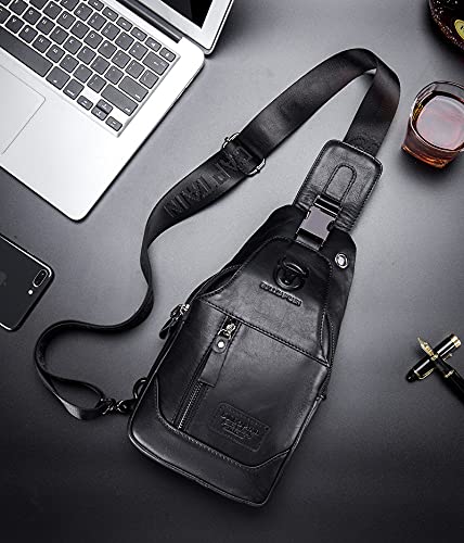 BULLCAPTAIN Genuine Leather Men Sling Crossbody Bag I154030