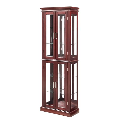 Knocbel Classic 70" Tall 6-Shelf Curio Cabinet with Glass Doors, Oak D6814
