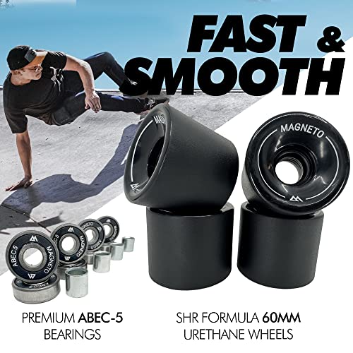 Magneto Complete Skateboard 27.5" Canadian Maple Double Kick Deck for Kids, Teens & Adults P392415
