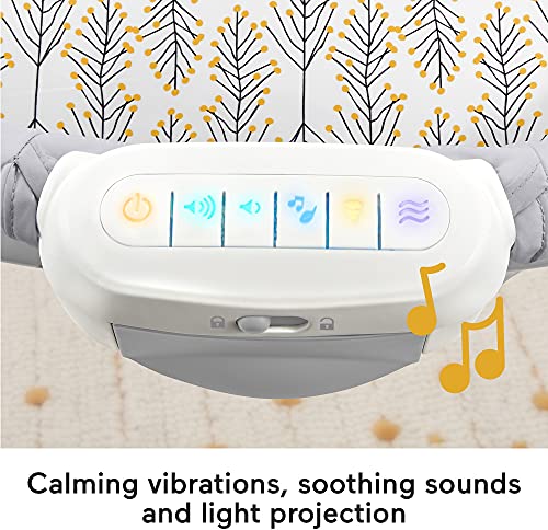 Fisher-Price Portable Baby Crib Soothing View Vibe Bassinet with Music & Vibrations, Moonlight Forest W2074
