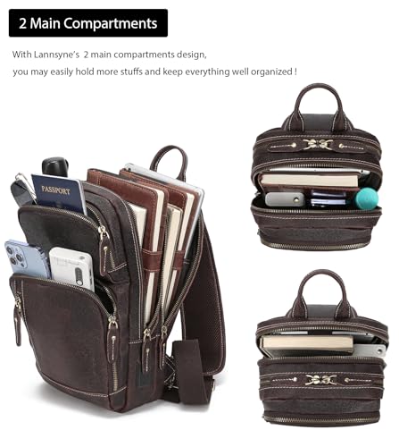 LANNSYNE Full Grain Leather Sling Bag for Men Crossbody Chest Daypack T245630