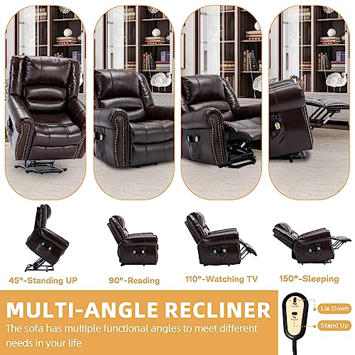 Electric Power Lift Recliner Chair with Massage and Heat for Elderly, Dark Brown F6980