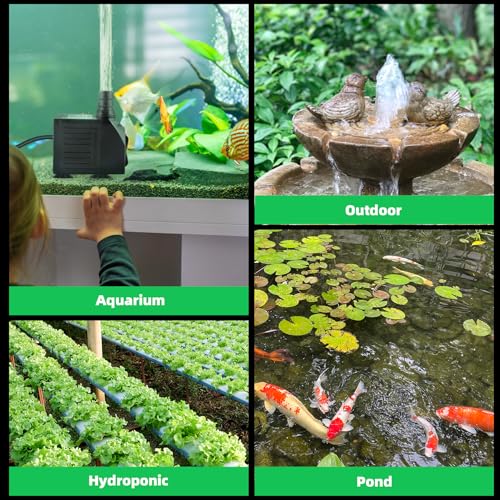Fountain Submersible Water Pump 550 GPH 30W with 3 Nozzles for Aquarium, Fish Tank, Garden W129