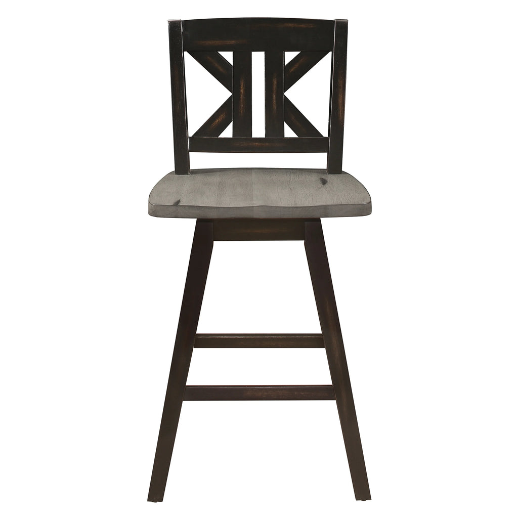 Lexiconhome Amsonia Wood Swivel Counter Stool, Black T31737