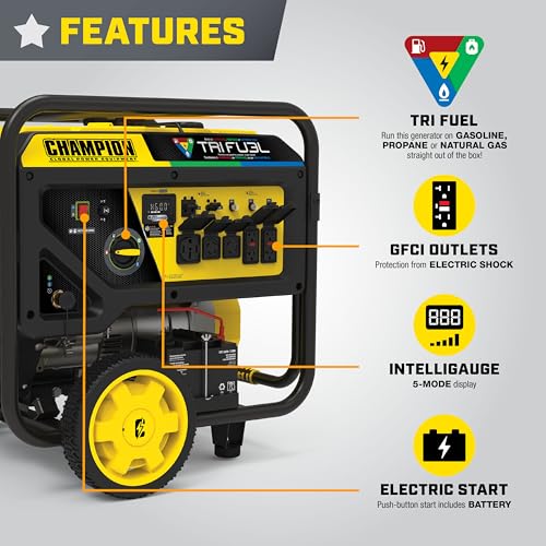 Champion Power Equipment 5000-Watt Tri Fuel Portable Generator with CO Shield J398