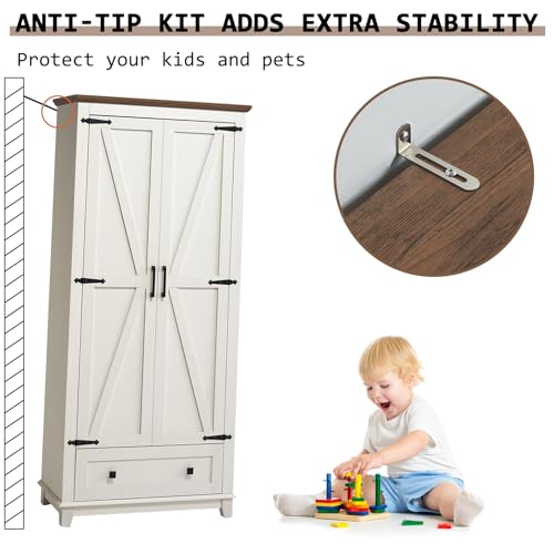 Farmhouse Kitchen Pantry Cabinet 72" Tall with Barn Doors X6136