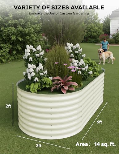 4x2x2Ft Oval Galvanized Steel Raised Garden Bed - Outdoor Metal Planter Box for Vegetables, Flowers, Herbs L43315