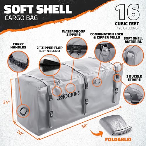 Mockins 60"x20"x6" Folding Trailer Hitch Cargo Carrier with Waterproof Bag R842